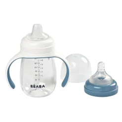 BÉABA Couverts, Vaisselle Et Bavoirs*Biberon D'Apprentissage 2 En 1 210 Ml Windy Blue