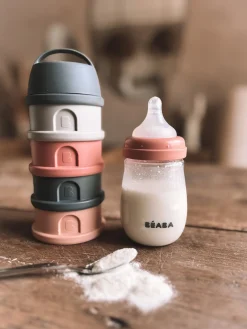 BÉABA Doseurs De Lait*Boite Doseuse 4 Compartiments Mineral Grey /Pink