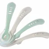 BÉABA Couverts, Vaisselle Et Bavoirs*Lot 4 Cuilleres 2Eme Age Silicone Velvet Grey / Sage Green