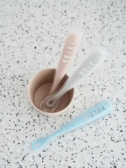 BÉABA Couverts, Vaisselle Et Bavoirs*Lot 2 Cuilleres 1Er Age Silicone + Boite De Transport Grey/B