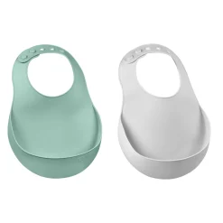 BÉABA Couverts, Vaisselle Et Bavoirs*Lot De 2 Bavoirs Silicone Light Mist/Sage Green