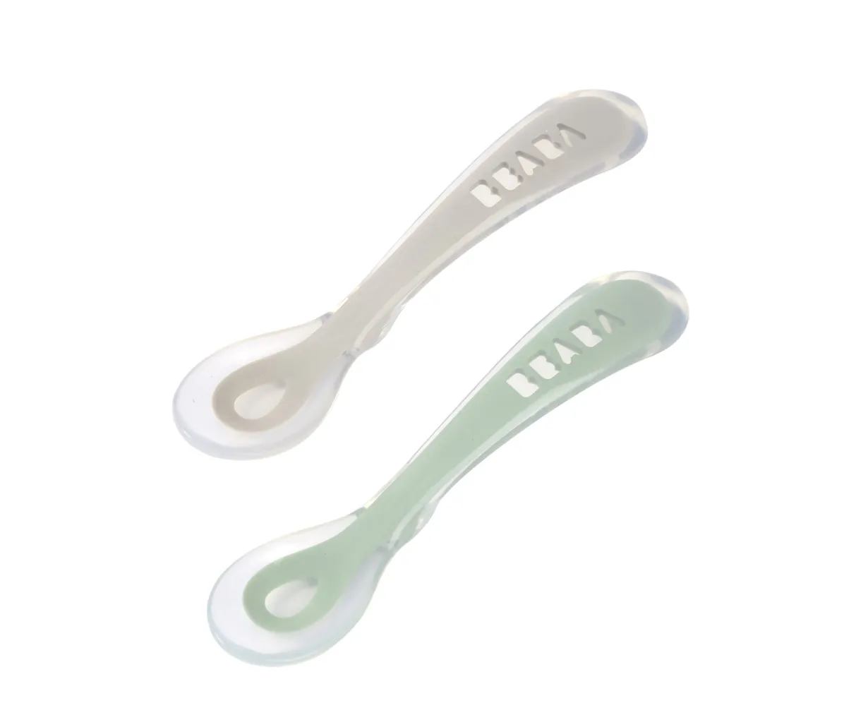 BÉABA Couverts, Vaisselle Et Bavoirs*Lot De 2 Cuilleres 2Eme Age Silicone Avec Boite De Transport