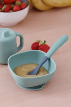 BÉABA Couverts, Vaisselle Et Bavoirs*Lot De 4 Cuilleres 1Er Age Silicone Bi-Ton Mineral