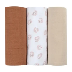 BÉABA Accessoires De Toilette*Lot De 3 Langes En Coton Hedgehog