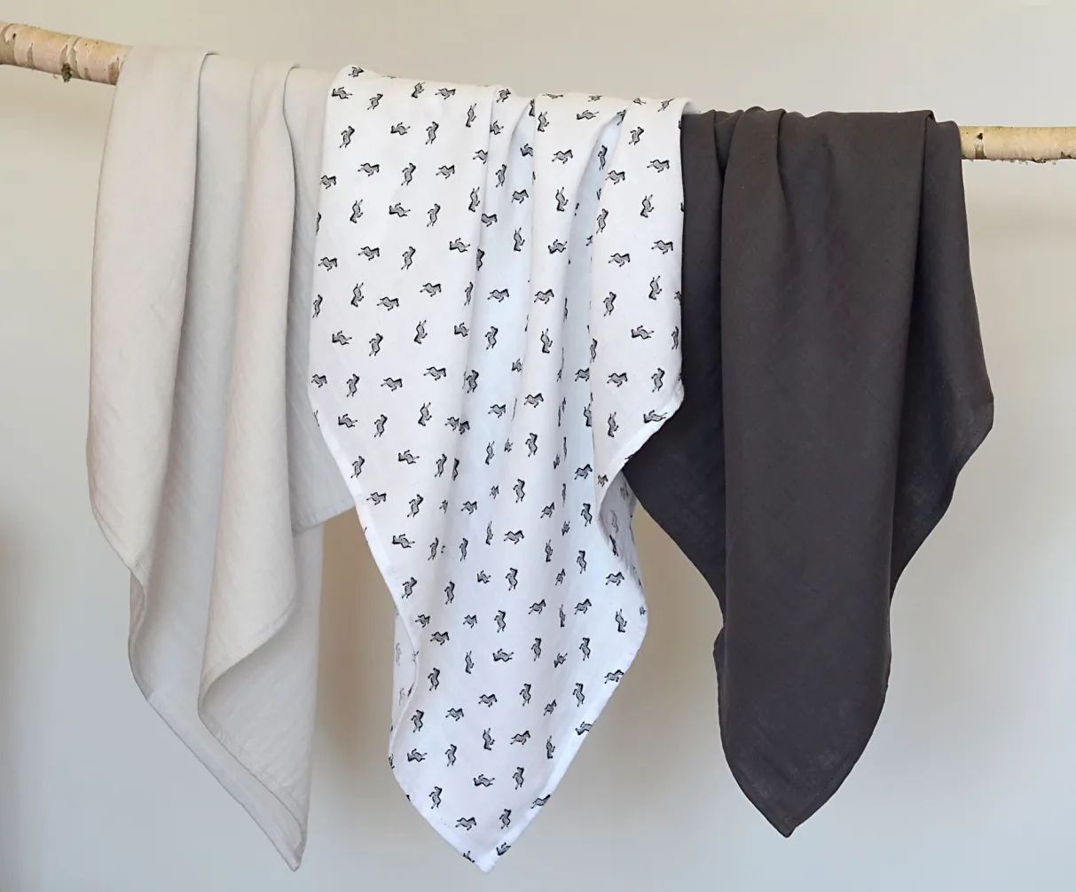 BÉABA Accessoires De Toilette*Lot De 3 Langes En Coton Savanna