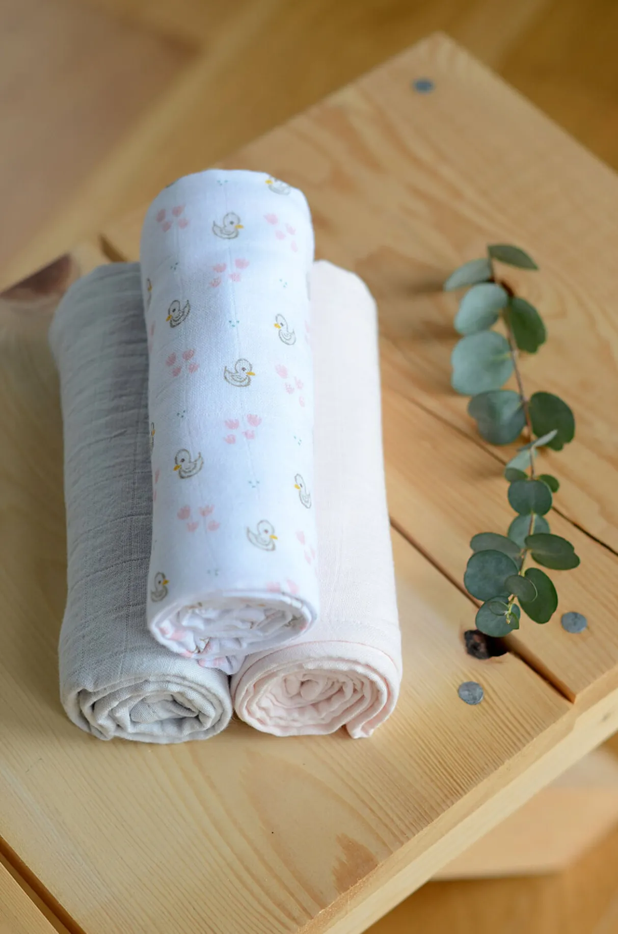 BÉABA Accessoires De Toilette*Lot De 3 Langes En Coton Swans