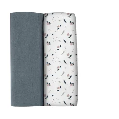 BÉABA Emmaillotage*Lot De 2 Langes Xxl En Coton Stormy Weather/Spring Flower