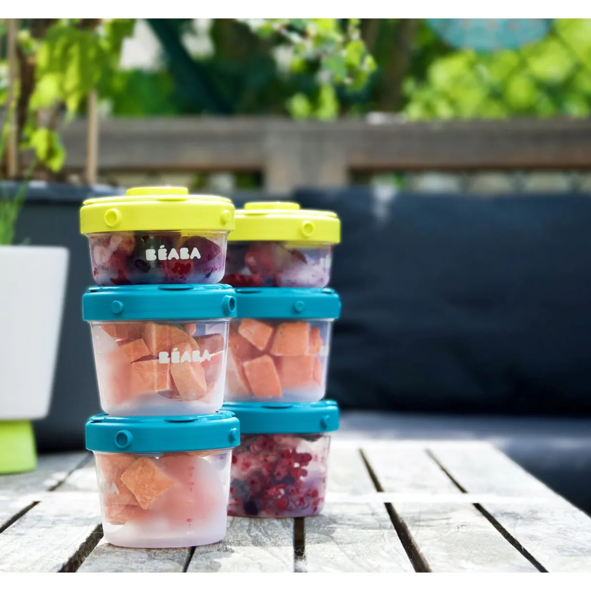 BÉABA Pots De Conservation*Lot De 6 Portions Clip 1Er Age 60 Et 120 Ml Neon