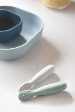 BÉABA Couverts, Vaisselle Et Bavoirs*Lot De 2 Pre-Cuillere Silicone Sage Green / Velvet Grey