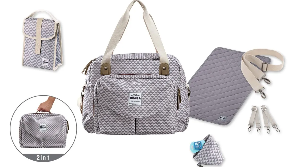 BÉABA Sacs À Langer*Sac A Langer Geneve Ii Play Print Grey/Coral