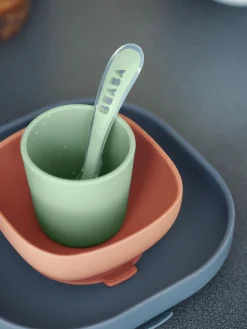 BÉABA Couverts, Vaisselle Et Bavoirs*Set Vaisselle Silicone 4 Pieces Mineral